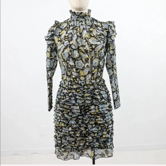 Robert Rodriguez 2 Silk Cotton Print Ruffle Dress - Picture 14 of 14